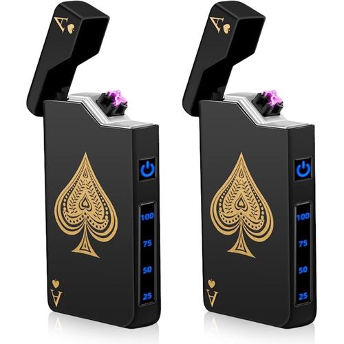 Ershi-Lot De 2 Briquets À Arc Électrique, Rechargeables Par Usb, Portables Avec Indicateur De Batterie, Cadeau Pour Hommes Et Femm[4461]