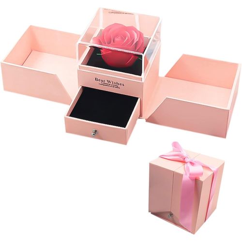 Ershi-Coffret Cadeau Rose Éternelle, Parure De Roses Éternelles, Rose Eternelle Idée Cadeau Femme Boîte Cadeau Anniversaire Femme [2334]