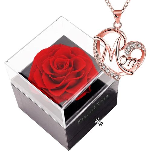Ershi-® Coffret Rose Éternel Avec Collier Pour Femme - Cadeau Fête Des Mères, Saint Valentin, Anniversaire Pour Fille/Femme/Petite[2399]
