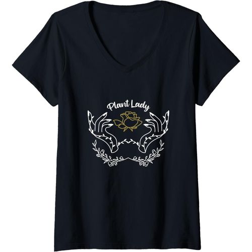 Kalanka-Femme Plant Lady Jardinage Fleur, Plante Amoureux T-Shirt Avec Col En V