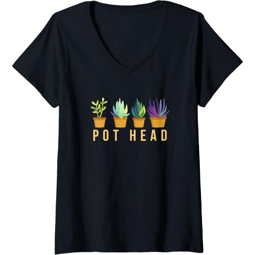 Kalanka-Femme Jardinier De Tête De Pot Drôle Propriétaire De Plante De T-Shirt Avec Col En V