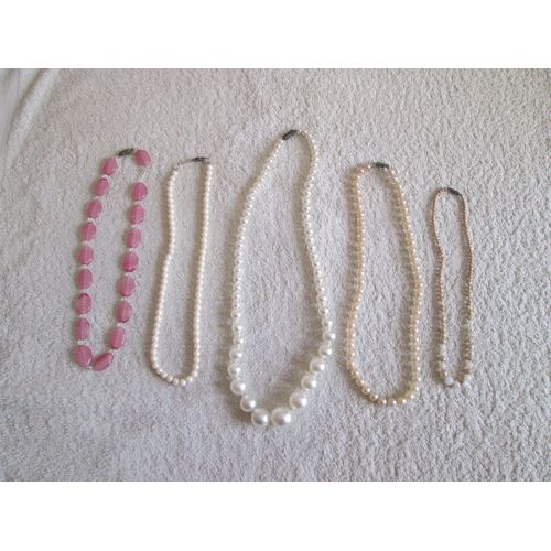 Lot De 5 Colliers Fantaisie Anciens