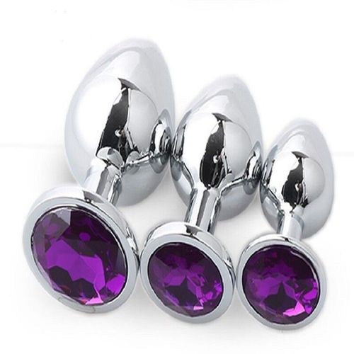 Jouets Anaux En Métal Doré De Luxe Pour Adultes,Entraîneur Anal,Plug Anal Bijou,Gay,Femmes,Hommes,Gay,Cadeaux Sexuels Pour Maire,Intérieur À Pro,3 Pièces - Type 3pcs-Dark Purple