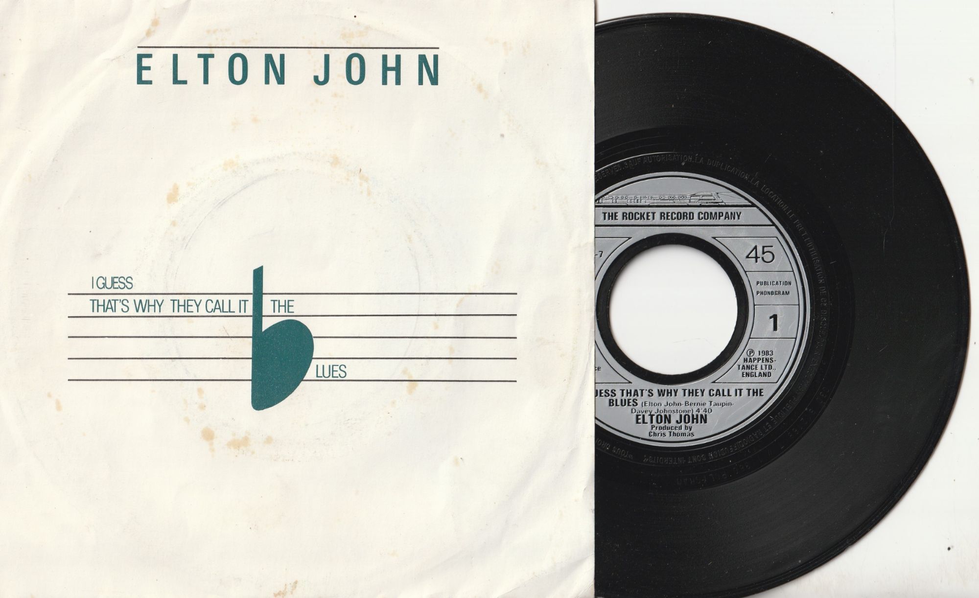 45 Sp Elton John I Guess That'S They Call It The Blues- Face B Lord Choc Ice - Choc Ice Goes Mental Rockets Record 812 168 1983