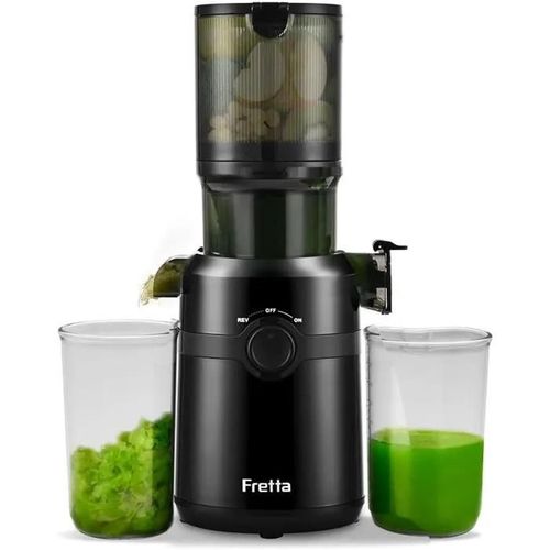 Extracteur de jus, Fretta Extracteur de jus de fruits et légumes, Slow Juicer Grand diamètre de 108 mm, 1L Très grande capacité,120