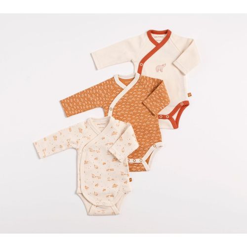 Bodies Bébé Croisés À Manches Longues Lot De 3 - Orsino Beige/Marron