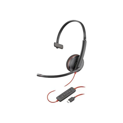 Poly Blackwire 3210 - 3200 Series - micro-casque - sur-oreille - filaire - USB-C - noir - Certifié Skype, certifié Cisco Jabber, Certifié Avaya