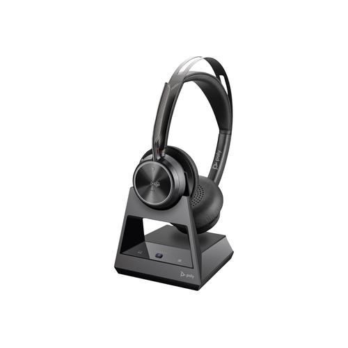 Poly Voyager Focus 2-M - Micro-casque - sur-oreille - Bluetooth - sans fil, filaire - Suppresseur de bruit actif - USB-C via un adaptateur Bluetooth - noir - Certifié pour Microsoft Teams