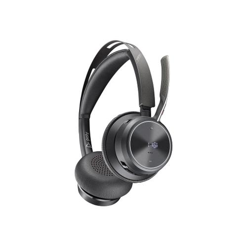 Poly Voyager Focus 2 - Micro-casque - sur-oreille - Bluetooth - sans fil, filaire - Suppresseur de bruit actif - USB-A via adaptateur Bluetooth - noir - Certifié pour Microsoft Teams