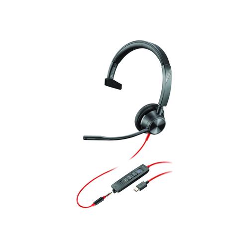 Poly Blackwire 3315-M - Blackwire 3300 series - micro-casque - sur-oreille - filaire - jack 3,5mm, USB-C - noir - Certifié pour Microsoft Teams