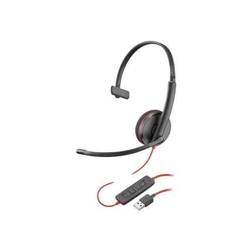 Poly Blackwire C3210 - Blackwire 3200 Series - micro-casque - sur-oreille - filaire - USB-A - noir - Certifié Skype, certifié Cisco Jabber, Certifié Avaya