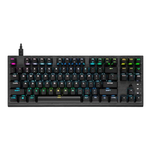 CORSAIR K60 PRO TKL RGB - Clavier - optique-mécanique, pour gaming - backlit - USB - QWERTY - Arabe - commutateur : CORSAIR OPX RGB - noir