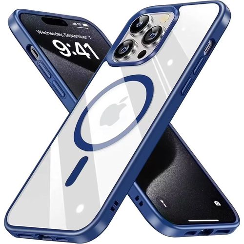 Coque Iphone 15 Bleu Compatible Magsafe, Anti-Jaunissement Et Accessoires Intégrés- Ouragan X