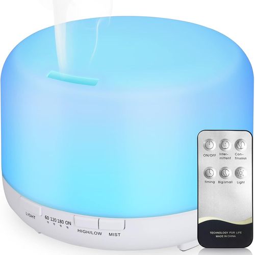 Diffuseurs d'huiles Essentielles 450 ml, Humidificateur d'aromathérapie à Ultrasons à Arôme électrique Lumière LED Romantique à 7 Couleurs - Cadeaux de Choix pour Noël et Nouvel An (Blanc Pur)
