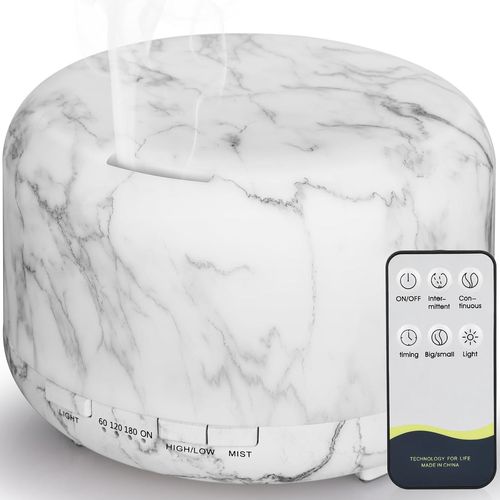 Diffuseurs D'huiles Essentielles 450 Ml, Humidificateur D'aromathérapie À Ultrasons À Arôme Électrique Lumière Led Romantique À 7 Couleurs - Marbre 