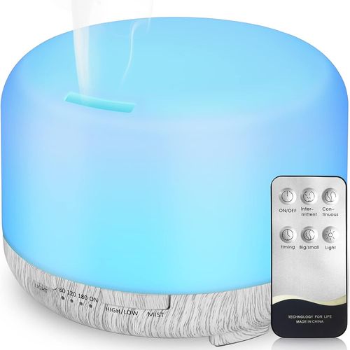 Diffuseurs d'huiles Essentielles 450 ml, Humidificateur d'aromathérapie à Ultrasons à Arôme électrique Lumière LED Romantique à 7 Couleurs - Cadeaux de Choix pour Noël et Nouvel An (Blanc Pur)