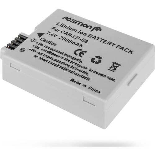 Batterie de Remplacement Type LP-E8 - Compatible avec Appareil Photo Canon EOS 600D et Rebel T5i - Batterie Rechargeable Ni-MH : Capacité 2000mAh - 1 Batterie d¿Appareil Photo.[V1253]
