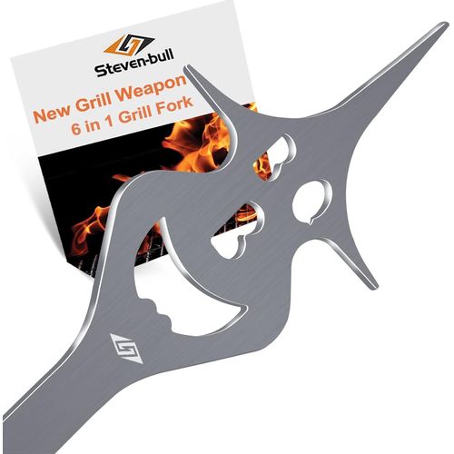 Accessoires de barbecue Funy, Fourchette de barbecue 6 en 1, Fourchette à découper, Outils de barbecue personnalisés, Fourchette à viande de 35 cm de long, Cadeaux surprises pour hommes