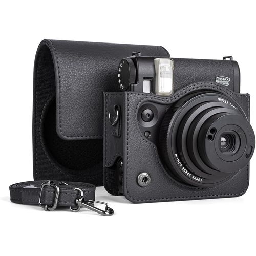 Housse Fuji Mini 99, Étui de Protection en Cuir PU Compatible avec Appareil Photo Instantané Mini 99 Étui de Transport Facile avec Bandoulière Ajustable - Noir.[V807]