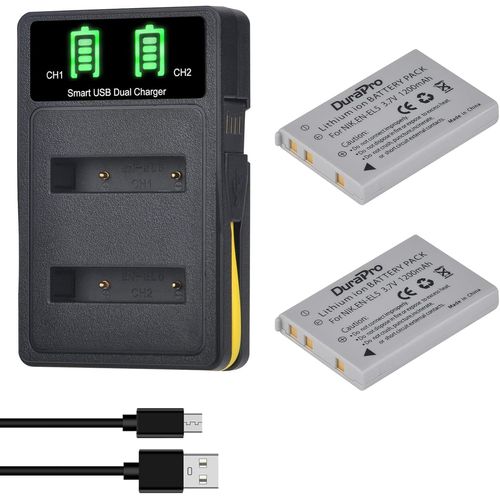 2X en-EL5 Battery Batterie + LED Dual Built-in USB Charger with Type C Port Compatible avec Nikon Coolpix P90 P80 P100 P500 P510 P520 P530 P5000 P5100 P6000 5900 7900 Coolpix S10 Caméra.[V75]