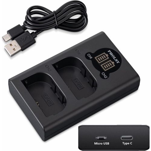 LP-E6N Chargeur Batterie USB Rapide Double LCD Léger Compact pour Batterie Canon LP-E6 LP-E6N LP-E6NH Compatible avec Canon EOS R5 R6 R7 R 5D-Mark-IV/III/II 5DS 5DS-R 6D-Mark-II 7D-Mark-II 90D 80D.[V172]