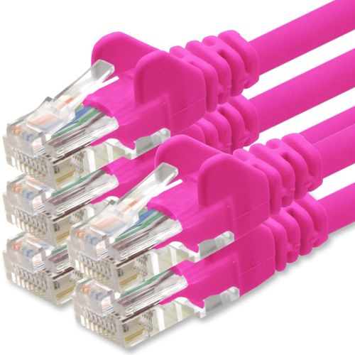 Câble réseau Cat.6 - Magenta - 5X - 1m - (jeu) - Câble Ethernet CAT6 Câble Lanka Câble patch 1000 Mbits