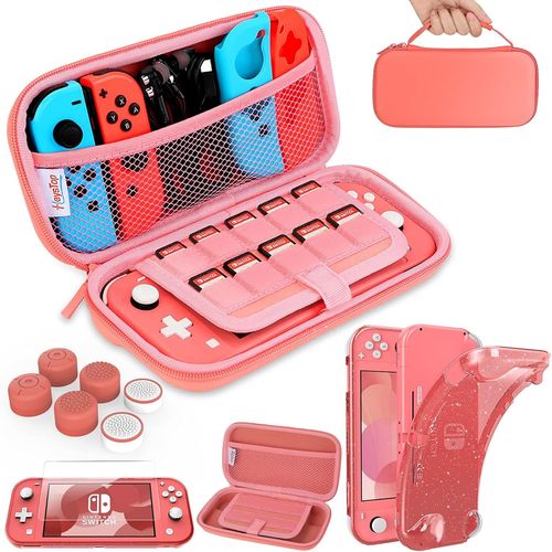 Étui Compatible Pour Nintendo Switch Lite, Protection Housse Pour Switch Lite, Coque Protection Écran Compatible Pour Switch Lite Avec Thumb Grip -Rose, Rose, Sac De Protection De Stockage