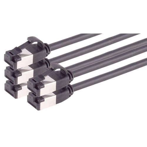 Câble réseau Cat 8.1 Lan de 1 m (lot de 5) Câble Ethernet Cat 8 avec connecteur RJ45 fin et fin avec taux de transfert de 40 Gbit/s Noir 1,0 m