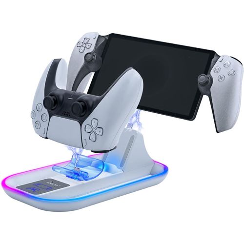 Rgb Station De Chargement Pour Ps Portal Remote Player, Support De Charge Vertical Chargeur Manette, 14 Lumières Rgb Pour Ps Portal Remote Player/Ps5 Controller