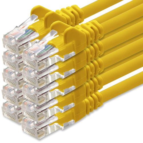 Câble réseau Cat.6 - jaune - 10x - 1m - (jeu) - Câble Ethernet CAT6 Câble Lanka Câble patch 1000 Mbits