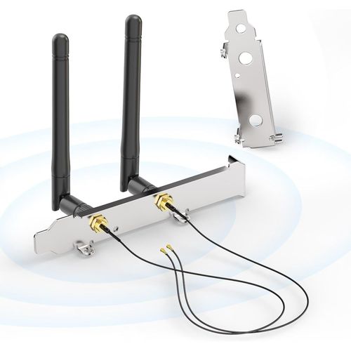 Bin Antenne WiFi 2,4 GHz 5,8 GHz 3dBi MIMO RP-SMA Mâle + Câble 25cm de IPEX4 MHF4 Femelle + Support de Slot PCIe pour Carte Réseau sans Fil Intel M.2 Adaptateur Routeur WiFi Laptop PC.[V765]