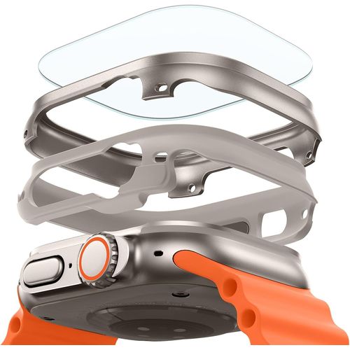 Coque Pour Apple Watch Ultra 2/1 Avec Protection D'écran 49mm (2024/2023/2022), Qualité Militaire, Boitier En Alliage D'aluminium Avec Lot De 2 Protecteurs En Verre, Série Armorite, Métal Ti.[V906]