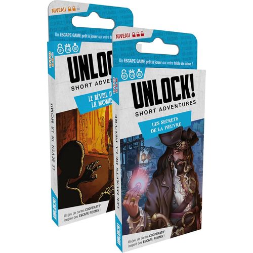 Unlock! Short Adventures - Le Réveil De La Momie + Les Secrets De La Pieuvre - Jeu De Société Dès 10 Ans - Escape Game - Jeu De Cartes Coopératif - 1 À 6 Joueurs - 30 Min- En Français.[E658]