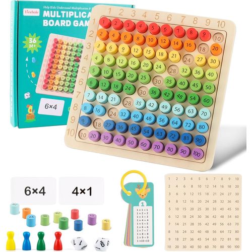 Tables de Multiplication, Table Multiplication Montessori, Jeux de Plateau Table de Multiplication en Bois Montessori, Montessori Multiplication pour 3 Ans Apprendre à Chiffres Facilejeux.[E3521]