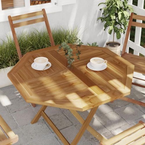 Dessus De Table 90x90x2,5 Cm Octogonal Bois De Teck Massif