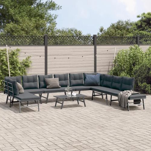 Bancs De Jardin Avec Coussins Lot De 6 Acier Enduit De Poudre