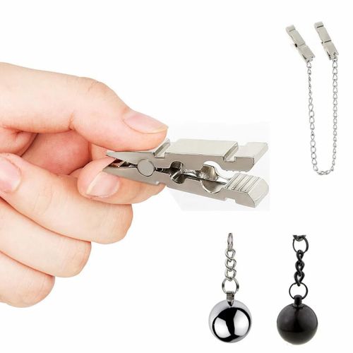 Jeux Pour Adultes, Jouets Sexuels En Métal, Pince À Mamelon Avec Boule De Poids Pour Couple, Bdsm, Esclave De Bondage, Cosplay, Sein Érotique, Stimule La Flirt 1 Pair With Chain