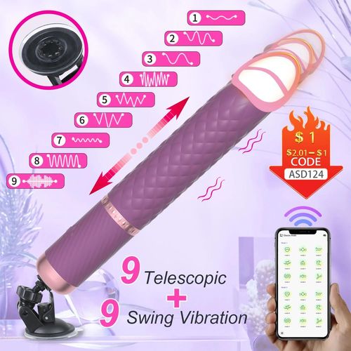 Vibromasseur De Gode De Poussée Automatique De Machine De Sexe Télescopique, Masseur Réglable, Clitoridien, Jouet Vaginal, Jaune De Mast Féminin, Haut Et Bas Violet China