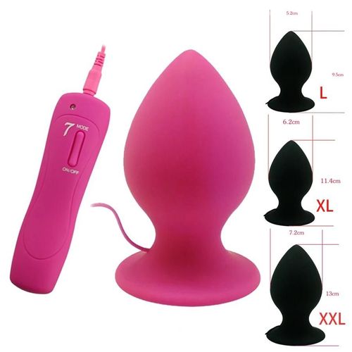 Plug Anal En Silicone De Très Grande Taille, Vibrateur, 7 Modes, Grande Ventouse, Jouets Érotiques Unisexes Black Xxl