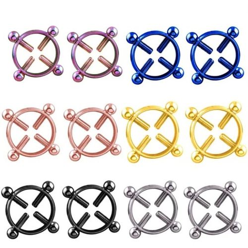 Anneau De Piercing Rond En Acier Inoxydable Pour Femme, Bijoux De Corps, Pinces Pour Les Continents, Bouclier Pour Les Couples, Jeu Pour Adultes, 2 Pièces At-014-Blue-2pcs