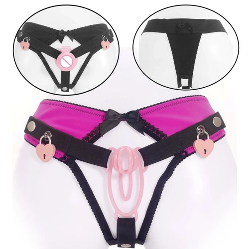Sissy Pénis Bondage Cage Fufu Clip Formation Verrouillable Sexy String Sous-Vêtements De Chasteté Mâle Cage De Chasteté Anti-Chute Ceinture De Sécurité Black M
