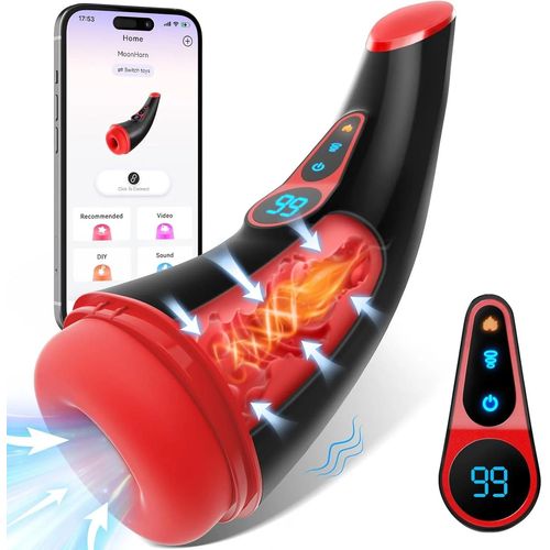 Masturbateur Masculin Avec Contrôle Par Application, Jouets Sexuels Pour Hommes, Succion, Chauffage, Affichage Lcd Vibrant, Pompe À Pénis, Masturbateurs Masculins, Jouets Pour Adultes Fjb72-Wh
