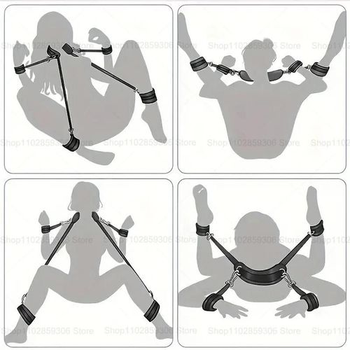Bdsm ¿ Jeux De Lit De Bondage Érotiques Pour Adultes, Ensemble De Bondage Sexuel Pour Femmes, Menottes, Manchettes De Cheville, Contraintes, Jouets Sexuels Pour Couples, Esclave, Sex Shop 20-Black