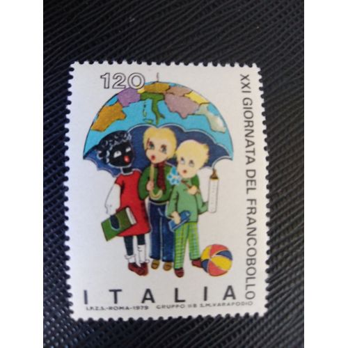 Timbre Italie Yt 1412 "Enfants Sous Parapluie" (Groupe Iib, École Varapodio) 1979 ( 101207 )