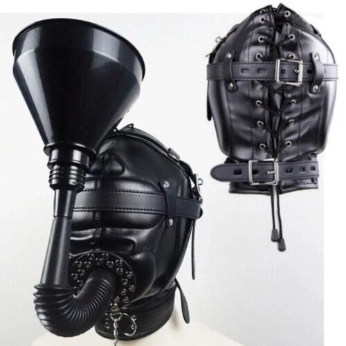 Capuche De Masque En Cuir Pu Pour Hommes Et Femmes, Gag Oral, Équipement De Sauna Avec Poignées En Entonnoir, Couverture Amovible, Bondage, Gimp Bdsm, Costume Sexy, Jouets Sexuels China Funnel Only