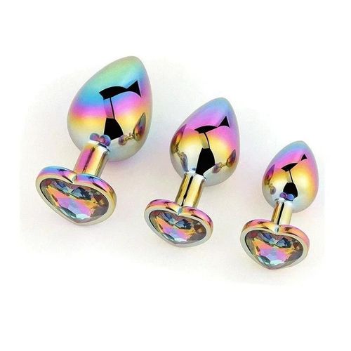 Bouchons Anaux Arc-En-Ciel Mignons, Bijoux En Métal Et Cristal En Forme De C?Ur, Petits Bouchons Anaux Pour Adultes, Femme Et Homme, Couple, Flirt, Masturbation L