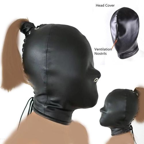 Masque À Capuche En Cuir Pu Noir Bdsm, Couverture Complète Du Visage, Costume De Retenue Pour Jeu De Rôle, Jouets Cosplay Pour Adultes, Jouets Sexy China A-For Women