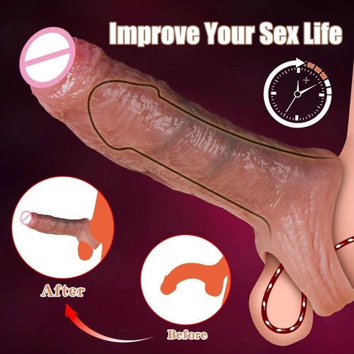 Jouets Sexuels Pour Hommes, Manchon D'extension De Pénis Super Réaliste, Préservatif En Silicone Réutilisable, Retard D'agrandissement Masculin, Outil De Couverture Sexy Pour Homme Adulte Electric Pcq-Yk-Rs-L China