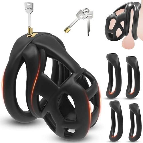 7.0 Serrure De Chasteté Cage À Coq Serrure Invisible 3d Avec 4 Anneaux D'arc Ceinture De Chasteté Testicule Jouet Bdsm Hentai Bondage Fétiche Sextoy Pink-Standard