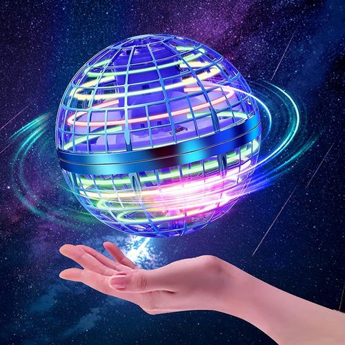 Clicksell-Boule Volante Lumineuse, Flying Hover Air Ball, Led Balle Boomerang, Spinner Mini Drone Magique Rotative, Fly Orb Pour Enfants, Extérieur Intérieur (Bleu)-Suteo